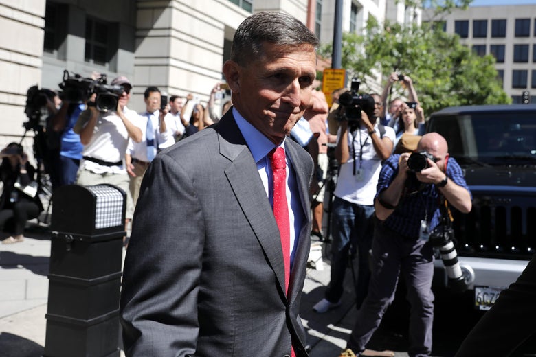 Michael Flynn outside a federal courthouse on July 10 in Washington.